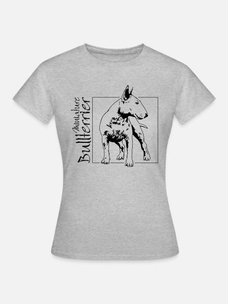 Miniature BULLTERRIER Hunde Hund Wilsigns - Frauen T-Shirt - Grau meliert