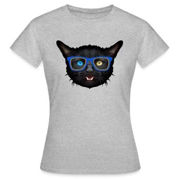 chat animal lulnette vairons fantaisie 402 - T-shirt Femme - gris chiné - Devant - AI Model Female 172 dark (172cm)