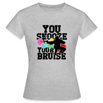 Funny Paintball You Snooze You Bruise - Équipe - T-shirt Femme - gris chiné - Devant - AI Model Female 172 dark (172cm)