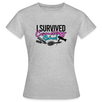 J’ai survécu à l’école de cosmétologie - équipements de salon - T-shirt Femme - gris chiné - Devant - AI Model Female 172 dark (172cm)