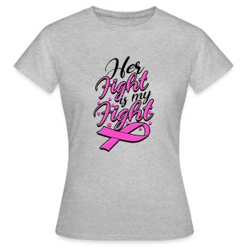Son combat est mon combat - le cancer du sein - T-shirt Femme - gris chiné - Devant - AI Model Female 172 dark (172cm)