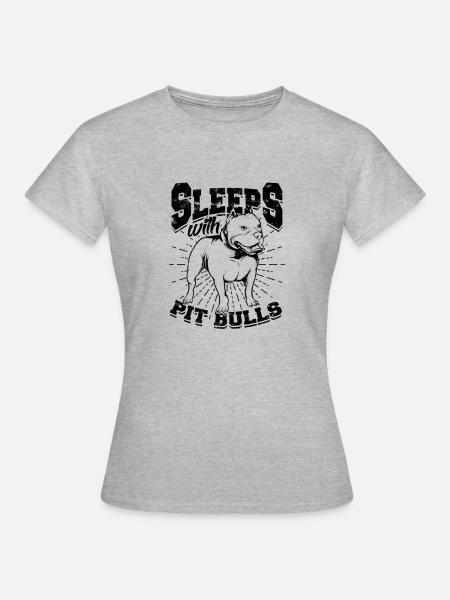 Schlaft mit Pitbulls - Pitbull Terrier - Frauen T-Shirt - Grau meliert