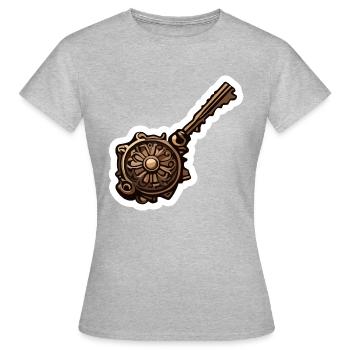 Schlüssel / Schloss / verschlossen / Sicherheit - Frauen T-Shirt - Grau meliert - Vorne - AI Model Female 172 dark (172cm)