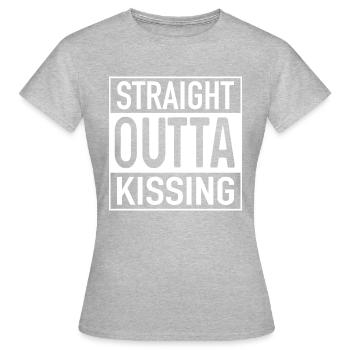 Straight OUTTA Kissing - Frauen T-Shirt - Grau meliert - Vorne - AI Model Female 172 dark (172cm)