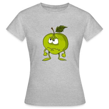 Grimmiges grünes Apfelgesicht - Frauen T-Shirt - Grau meliert - Vorne - AI Model Female 172 dark (172cm)