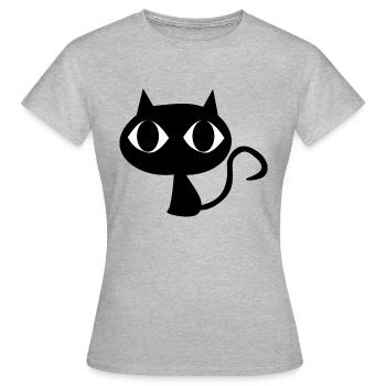 Schwarze Katze - Frauen T-Shirt - Grau meliert - Vorne - AI Model Female 172 dark (172cm)