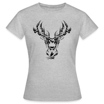 Hirschkopf simpel schwarz - Frauen T-Shirt - Grau meliert - Vorne - AI Model Female 172 dark (172cm)