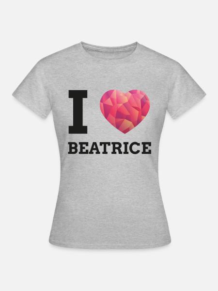 I Love Beatrice - Frauen T-Shirt - Grau meliert