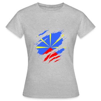 t-shirt mahaveli ile de la reunion 974 - T-shirt Femme - gris chiné - Devant - AI Model Female 172 dark (172cm)