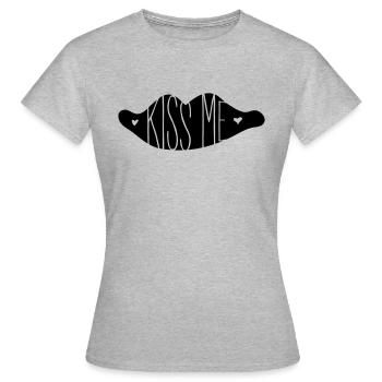 Kiss me - Frauen T-Shirt - Grau meliert - Vorne - AI Model Female 172 dark (172cm)