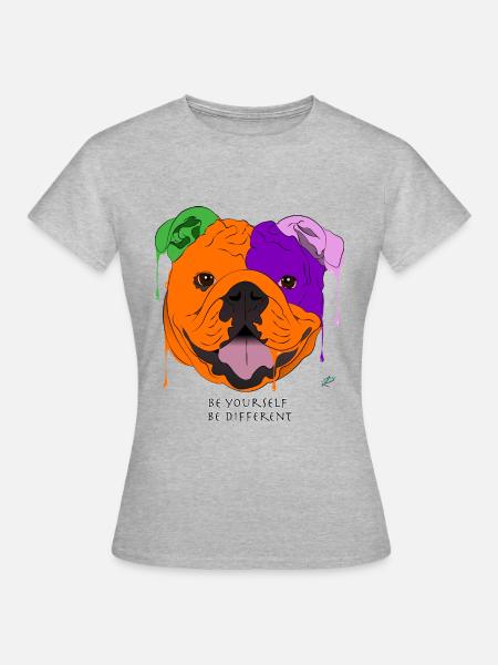 Sei du selbst, sei anders - Englische Bulldogge - Frauen T-Shirt - Grau meliert