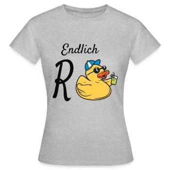 Ruhestand Rente Rentner Geschenk Endlich R-Ente - Frauen T-Shirt - Grau meliert - Vorne - AI Model Female 172 dark (172cm)