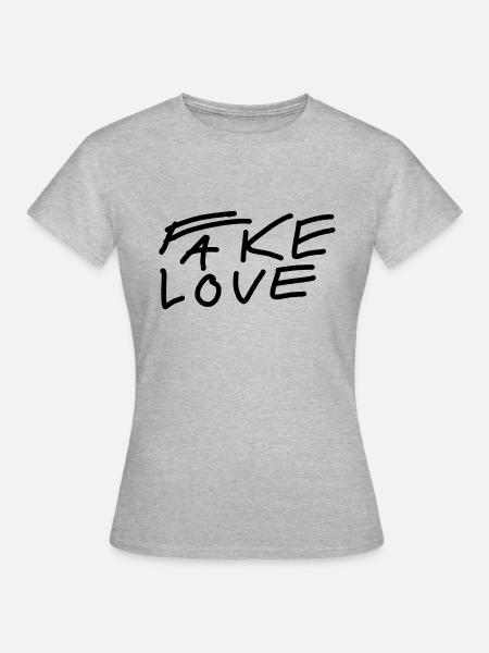 Fake Love - Frauen T-Shirt - Grau meliert
