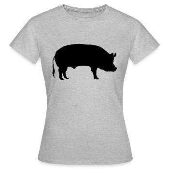 Schwein / Sau - Frauen T-Shirt - Grau meliert - Vorne - AI Model Female 172 dark (172cm)