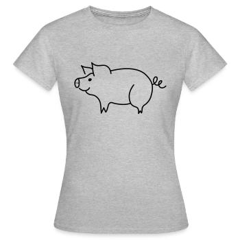 Schweinchen - Frauen T-Shirt - Grau meliert - Vorne - AI Model Female 172 dark (172cm)