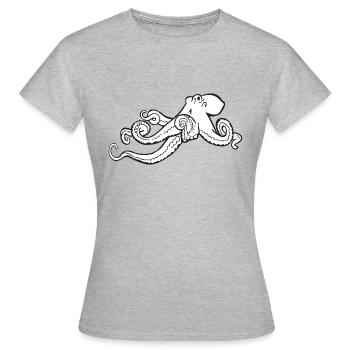 poulpe géant calmar, poulpe, calmar, poissons seiche - T-shirt Femme - gris chiné - Devant - AI Model Female 172 dark (172cm)