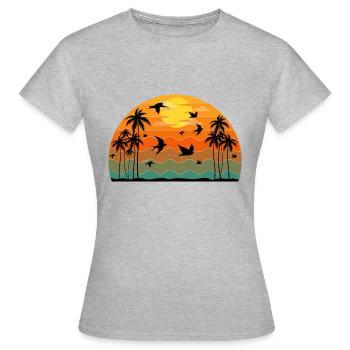 Retro Birding Sunset Vintage Bird Sunrise - Women's T-Shirt - heather grey - Front - AI Model Female 172 dark (172cm)