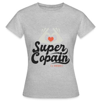 Super copain l unique cadeau copain ami - T-shirt Femme - gris chiné - Devant - AI Model Female 172 dark (172cm)