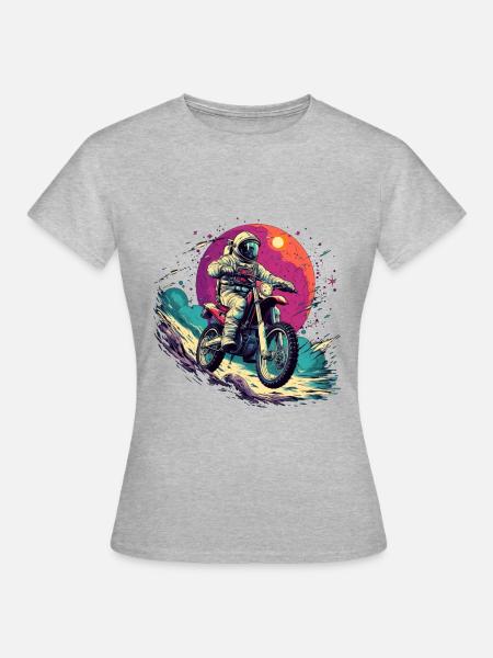 Moto-Cross Astronaut - Frauen T-Shirt - Grau meliert