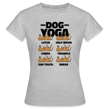 Dog Yoga Hund Katzenliebhaber Meditation Spaß Fun - Frauen T-Shirt - Grau meliert - Vorne - AI Model Female 172 dark (172cm)