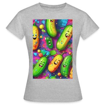 Concombres, Concombre, Graffiti, Concombres Rieurs, Coloré - T-shirt Femme - gris chiné - Devant - AI Model Female 172 dark (172cm)