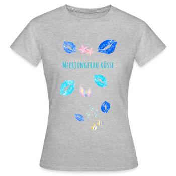 Sirène, Bisous, Sous L’eau, Lèvres Bleues - T-shirt Femme - gris chiné - Devant - AI Model Female 172 dark (172cm)