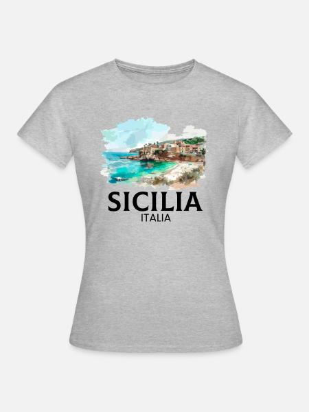 Sicilia Italia, sicilian - Frauen T-Shirt - Grau meliert