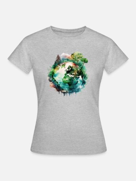Mutter Erde Naturschutz - Save the Planet - Frauen T-Shirt - Grau meliert