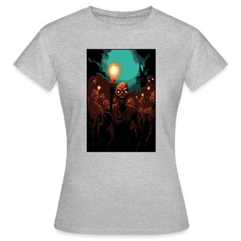 Parodie de la foule de lyncheurs de zombies - T-shirt Femme - gris chiné - Devant - AI Model Female 172 dark (172cm)