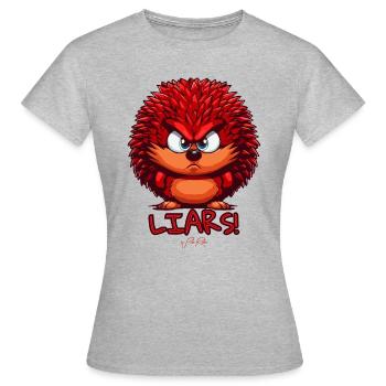 Menteur et le hérisson en colère et agacé - T-shirt Femme - gris chiné - Devant - AI Model Female 172 dark (172cm)