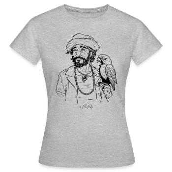 Pirate attrayant avec perroquet - T-shirt Femme - gris chiné - Devant - AI Model Female 172 dark (172cm)
