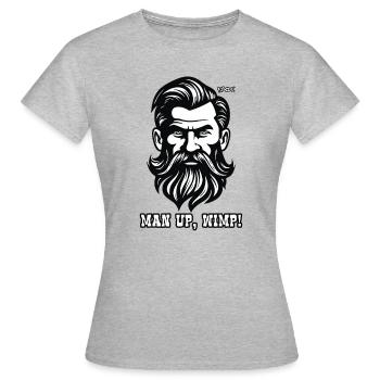 "Man Up Attraktiver bärtiger Kerl" - Frauen T-Shirt - Grau meliert - Vorne - AI Model Female 172 dark (172cm)