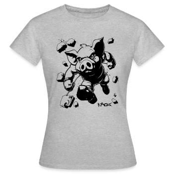 Durchbruch: Mauern durchbrechen, Intensive Schwein - Frauen T-Shirt - Grau meliert - Vorne - AI Model Female 172 dark (172cm)