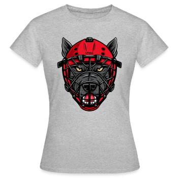 Chien avec masque de hockey sur glace - T-shirt Femme - gris chiné - Devant - AI Model Female 172 dark (172cm)
