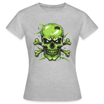 Crâne et os verts, crâne et os croisés - T-shirt Femme - gris chiné - Devant - AI Model Female 172 dark (172cm)