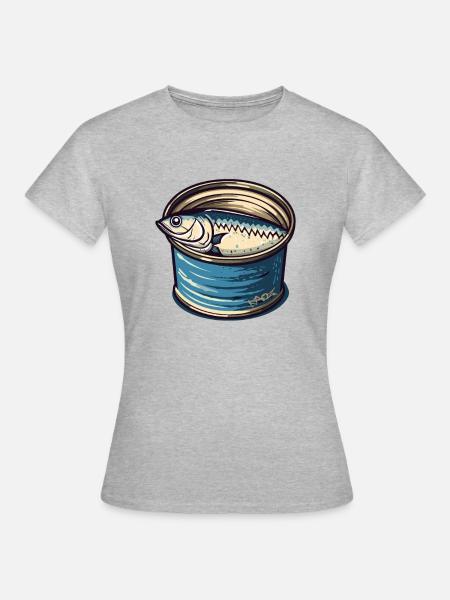 Ein Fisch in der Dose - Frauen T-Shirt - Grau meliert