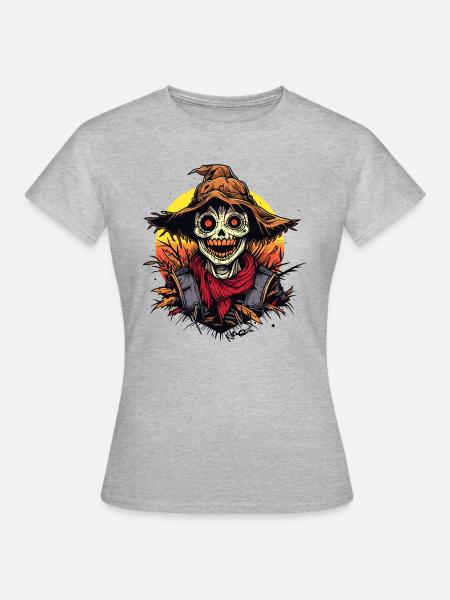 Cartoon-Buch: Vogelscheuche - Frauen T-Shirt - Grau meliert