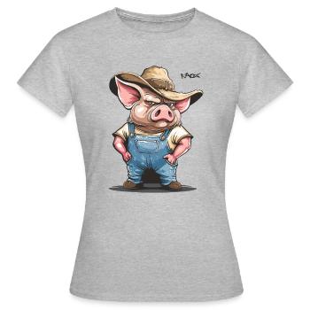 Cochon fermier de porc redneck du village Hillbilly - T-shirt Femme - gris chiné - Devant - AI Model Female 172 dark (172cm)
