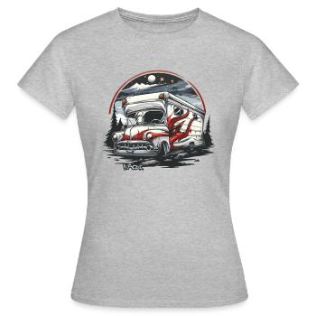 Satan Devilish Demon in Motorhome Camping - Women's T-Shirt - heather grey - Front - AI Model Female 172 dark (172cm)