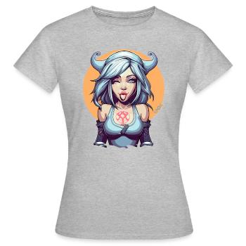 Die antike Göttin des Unfugs und der Streiche - Frauen T-Shirt - Grau meliert - Vorne - AI Model Female 172 dark (172cm)