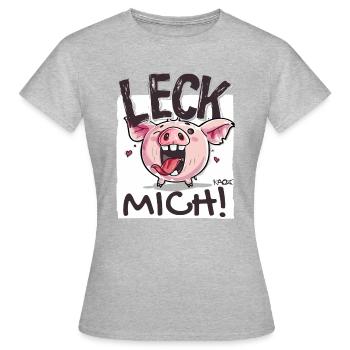 Petit cochon coquin : Lèche-moi - T-shirt Femme - gris chiné - Devant - AI Model Female 172 dark (172cm)