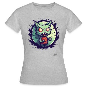 Cool cartoon of an annoyed rage cat - Women's T-Shirt - heather grey - Front - AI Model Female 172 dark (172cm)