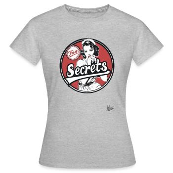 Retro Vintage: Woman with True Secrets - Women's T-Shirt - heather grey - Front - AI Model Female 172 dark (172cm)