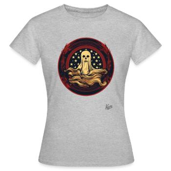 Patriotisches Gespenst - Frauen T-Shirt - Grau meliert - Vorne - AI Model Female 172 dark (172cm)