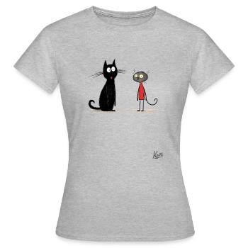 A wild cat and a civilized cat - Women's T-Shirt - heather grey - Front - AI Model Female 172 dark (172cm)