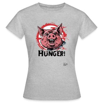 Fat pig: Hunger! - Women's T-Shirt - heather grey - Front - AI Model Female 172 dark (172cm)