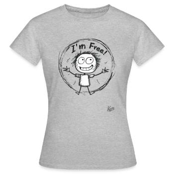 Figurine allumette : Je suis libre ! - T-shirt Femme - gris chiné - Devant - AI Model Female 172 dark (172cm)