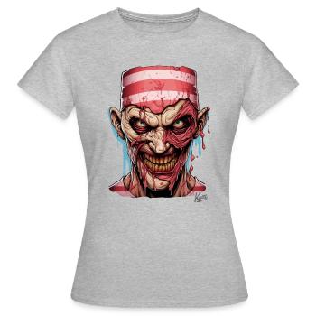 Porträt eines sehr unheimlichen Typen - Frauen T-Shirt - Grau meliert - Vorne - AI Model Female 172 dark (172cm)