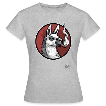 Cool and relaxed, llama smoking a cigar - Women's T-Shirt - heather grey - Front - AI Model Female 172 dark (172cm)