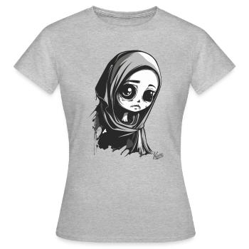 Künstlerisches Trauriges Mädchen - Frauen T-Shirt - Grau meliert - Vorne - AI Model Female 172 dark (172cm)